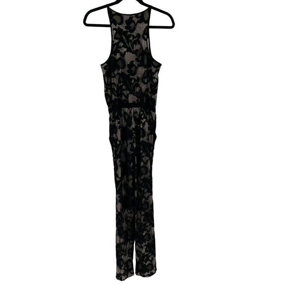 Diane Von Furstenberg Shany Abstract Floral Lace Black Sleeveless Jumpsuit 2 - Picture 8 of 11